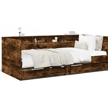 Postel Denní postel 2v1 se zásuvkami, kouřový dub, 203x101,5x73 cm