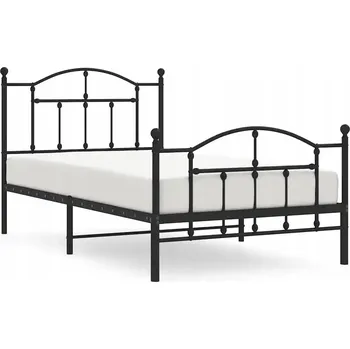 Postel Klasický Rám Postele z Kovu, Černý, 196x105x97 cm, Výška Pod Postelí 27 cm