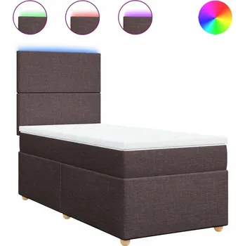 Postel Kontinentální postel s LED, tmavě hnědá, 90x200 cm, nastavitelná záhlaví