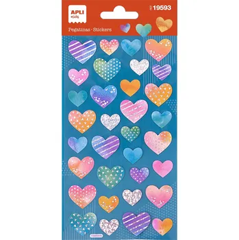 samolepka Holografické Samolepky Apli Kids - Srdíčka