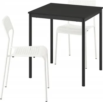 Jídelní set SANDSBERG Stůl a 2 židle - černá/bílá 67x67 cm