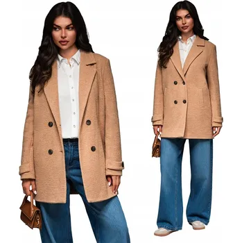 Dámský kabát Edoti dámský kabát hnědý klasický bez kapuce CLR041 velikost XS