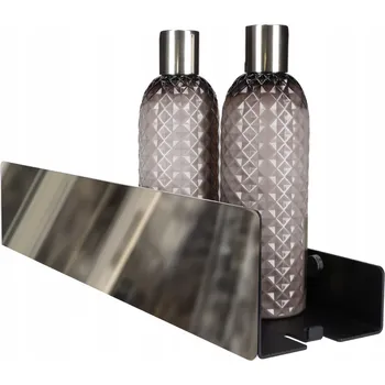 Koupelnový nábytek Skleněná koupelnová polička do sprchy pod Zrcadlo ISLA 40 cm Černá Zrcadlová