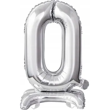Balónek Balón ČÍSLICE 0 stříbrný STOJÍCÍ metalický NAROZENINY