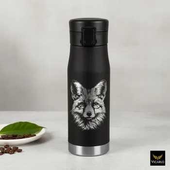 Termohrnek Termohrnek na čajovou kávu Dárek Narozeniny Vánoce gravírování Stříbrný LIŠKA