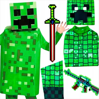 Karnevalový kostým KOSTÝM MINECRAFT PRO CHLAPCE CREEPER - MASKA A OBLEČENÍ, PŘEVLEK NA PLES