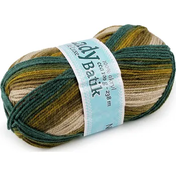 Příze Pletací příze Lady Batik de Luxe 100 g, střední, 5 (605) zelená