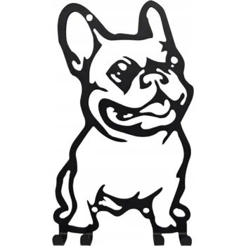 Věšák Ozdobný nástěnný věšák "Francouzský buldoček" 25x15,6x3 cm Černý Matný Polský P