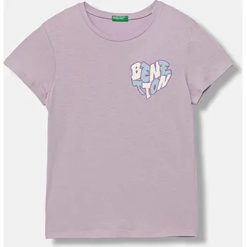 Dětské bavlněné tričko United Colors of Benetton 3I1XC10Q1.G.seasonal fialová 04X, vel. 120