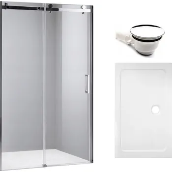 Sprchové dveře BPS-koupelny Posuvné sprchové dveře HYD-PD03C 110 chrom/transparent pro instalaci do niky + vanička HYD-OSV-ST04B 100x90 bílá