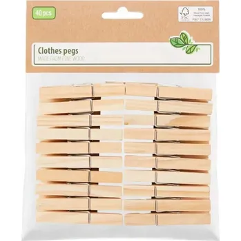 Kolíčky na prádlo dřevěné borovicové 40 ks