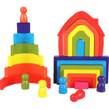 Dřevěná hračka STAVEBNICE DŘEVĚNÉ LOGICKÁ HRA DOVEDNOSTNÍ DUHA