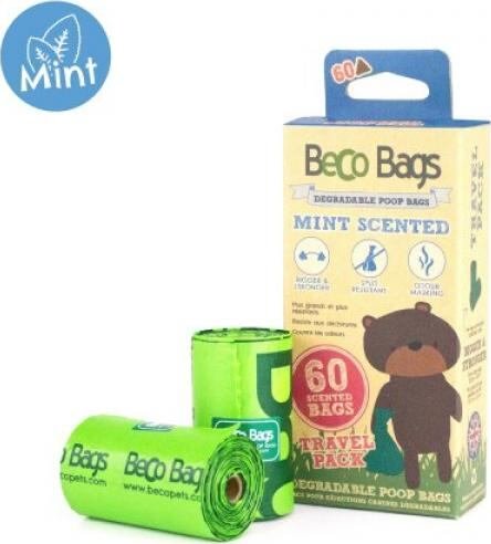 BeCo Things Sáčky na exkrementy s peprmintovou vůní, ekologické balení 60 ks | Krmivo pro psy