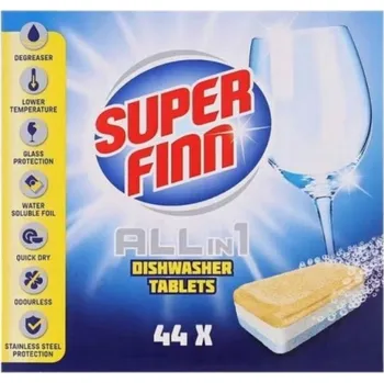 Přípravek do myčky Tablety do myčky All in one (vše v jednom) Super Finn 44 ks