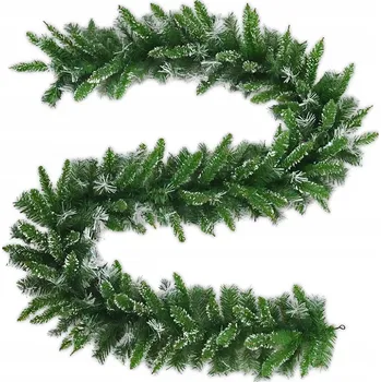 Vánoční dekorace VÁNOČNÍ GIRLANDA NA STROMEČEK UMĚLÁ ZIMNÍ ZASNĚŽENÁ ŘETĚZ 270 cm