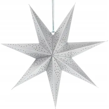 Vánoční dekorace VÁNOČNÍ hvězda dekorace ozdoba k zavěšení na strop do okna STŘÍBRNÁ 45 cm