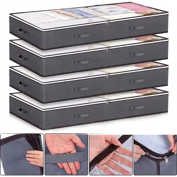 Úložný box 4 ks Velký Úložný Box pod Postel na Oblečení, povlečení, Taška na Deky XL