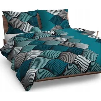 Povlečení Povlečení bavlněné 160x200 šedá tyrkysová ocelová copánky