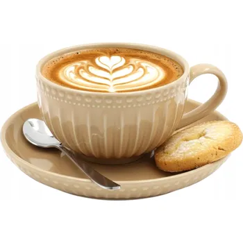 ŠÁLEK 240 ML S PODŠÁLKEM KERAMICKÝ BÉŽOVÝ NA ČAJOVOU KÁVU DÁREK