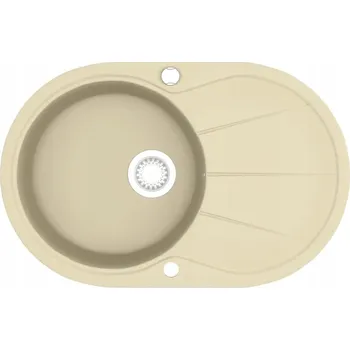 Granitový dřez Béžový granitový kuchyňský dřez 770 x 490 x 205 mm, otočný/oboustranný