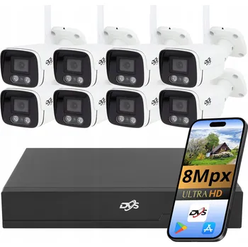 Bezpečnostní kamera SADA WIFI KAMER BÍLÁ TUBA 8Mpx MONITORING 8 BEZDRÁTOVÝCH KAMER 4K DVS