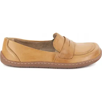 Dámské mokasíny Dámské barefoot mokasíny kožené minimalistické 1280 hnědé 41
