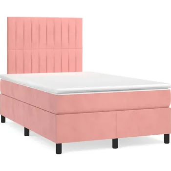 Postel Kontinentální postel s nastavitelným čelem, růžová, 203 x 120 x 118/128 cm