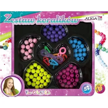 Dětské navlékací korálky Sada korálků na plastové korálky mix barev a tvarů 80 ks Aliga PJ-1992