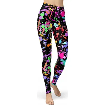 Dámské legíny Barevné legíny ve stylu 80. let s cákanci barvy, vícebarevné XL