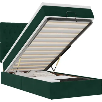 Postel Tmavě zelený otomanový rám postele s matrací 203x80x118/128 cm