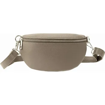 Kabelka Dámská tmavěbéžová kožená ledvinka Vera Pelle no. 15 - zlaté aplikace