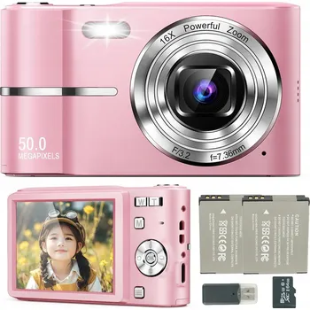 Digitální kompakt Digitální fotoaparát Bedee, digitální fotoaparát, růžový
