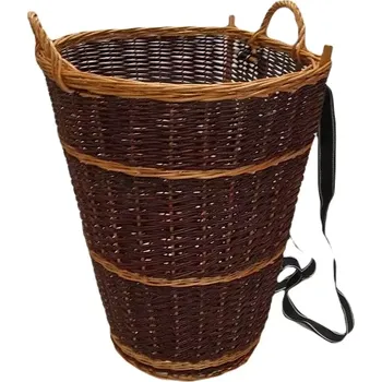 Proutěná nůše tmavá větší s uchem (Velká tmavá proutěná nůše s uchem z přírodního proutí Salix Americana)