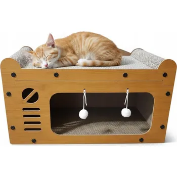 Škrabadlo pro kočky pelíšek 2v1 domeček na škrábání šanta kočičí 35x51x28 S F109