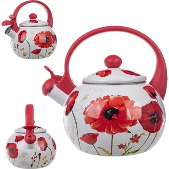 Varná konvice Konvice tradiční ocelová smaltovaná Kadax 2,2 l bílá, červená