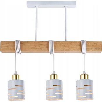 Závěsné svítidlo E27 ELEN 3X LED OCEL DŘEVO BÍLÁ ZLATÁ