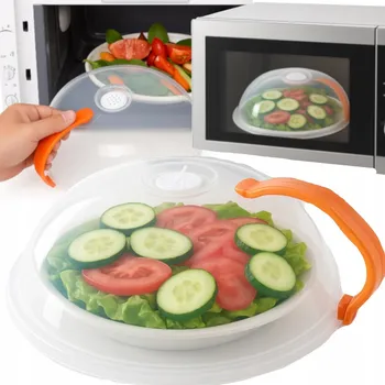 Nádobí do mikrovlnné trouby VÍKO DO MIKROVLNNÉ TROUBY KRYT NA TALÍŘ PŘÍKLOP DO MIKROVLNKY S MADLEM