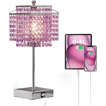Lampička Stolní Lampa Dotyková se 3 Úrovněmi Jasnosti a USB-C + USB-A Porty, Fialová