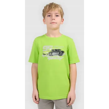 Chlapecké tričko 4F DĚTSKÉ CHLAPECKÉ TRIČKO ZELENÉ S S POTISKEM POHODLNÉ VEL. 122 (6-7 let)