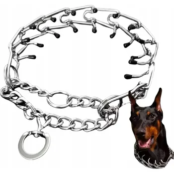 Obojek pro psa OSTNATÝ OBOJEK TRENAŽÉROVÝ OBRAZEK PRO PSA S GUMOVÝMI KONCI STŘÍBRNÁ VELIKOST L