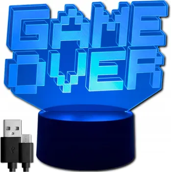 Lampička NOČNÍ LAMPA LED 3D DÁREK PRO HRÁČE HERNÍ BAREVNÁ USB DÁLKOVÉ OVLÁDÁNÍ 16 KOL.