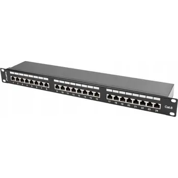 Patch panel Patch panel Lanberg PPS6-1024-B 24 port 1U kat.6 stíněný černý