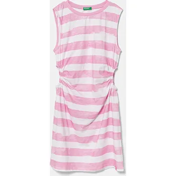 Dámské oblečení Dětské bavlněné šaty United Colors of Benetton 3SL3CV013.G.Seasonal růžová 30X, vel. 160