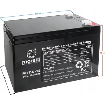 Záložní baterie Akumulátor Moretti UPS MT7.0-12 NOUZOVÉ SYSTÉMY, ALARMY