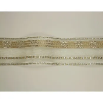 Stuha Plátnová stuha s monofilem, metaloplastem a drátem 40 mm, latéPlátnová stuha se vzorem, monofilem, metaloplastem a drátem, 40mm, laté