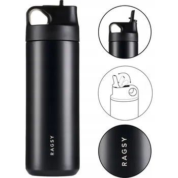 Láhev Lahev Na Pití na vodu na kolo Ragsy ADV 500 ml s brčkem - černý/černý