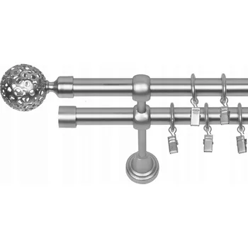 Garnýž GARNÝŽ DVOJITÁ 300 CM 19/19 MM CHROM MAT MOON TICHÁ KOLEČKA NA ŽABKY
