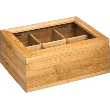 Dóza na potraviny Bambusová čajová dóza 5five Simple Smart, 6 přihrádek, 21 x 16 x 9 cm