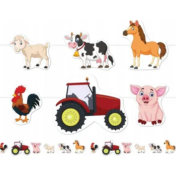 Narozeninová girlanda 5m Farma - Banner Traktor, ovce, kráva, prasátko