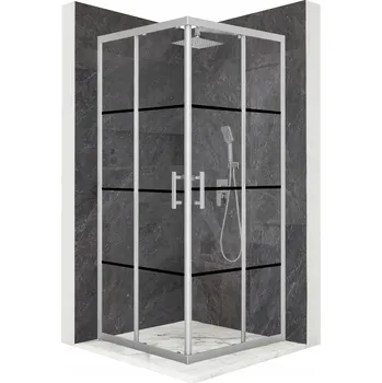 Sprchový kout 80x80 cm posuvné dveře stříbrné sklo ESG 6 mm + povrchová úprava